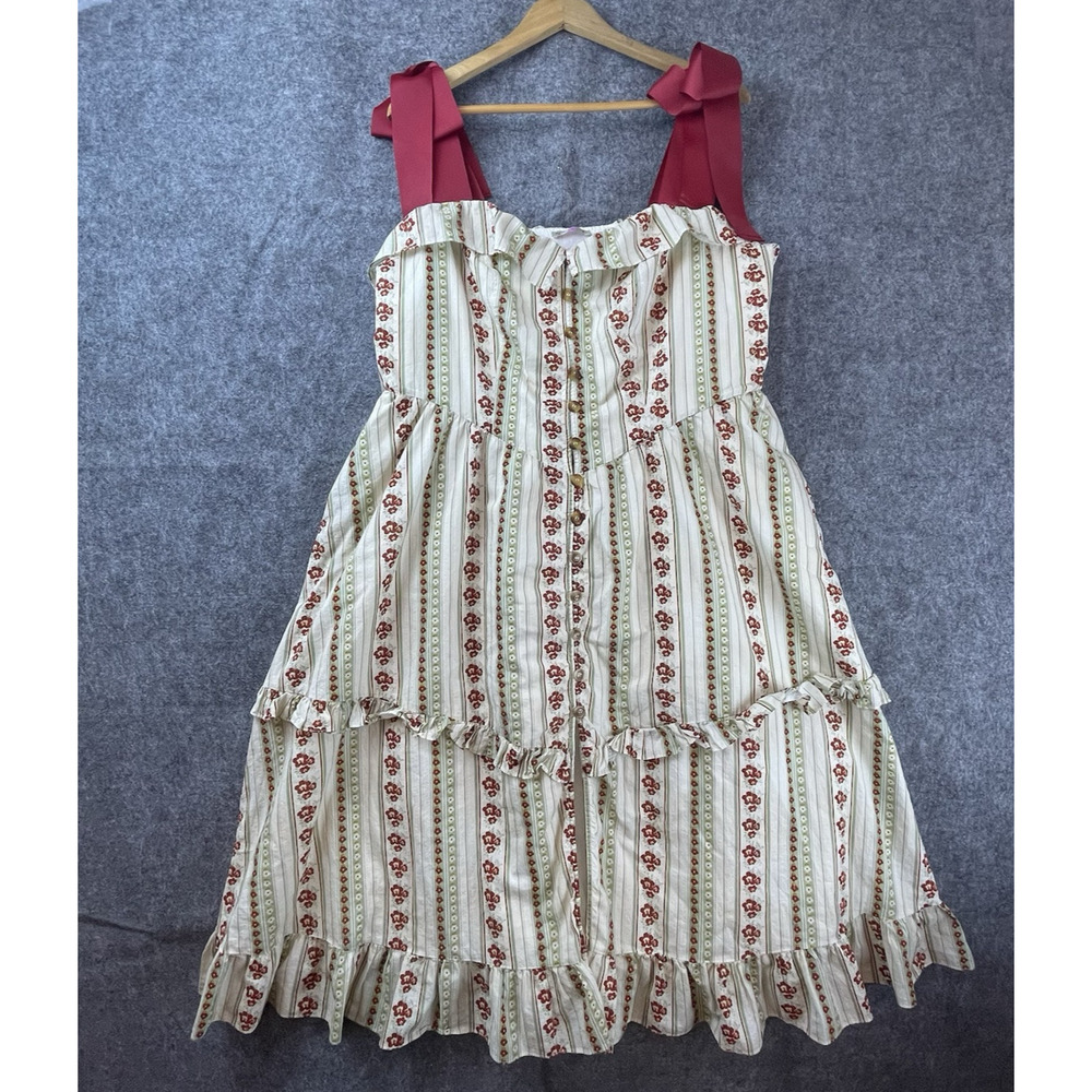 NGI Dress Extra Large Ribbon Ruffle Tiered Old‎ Fashioned Housewife Cottage
